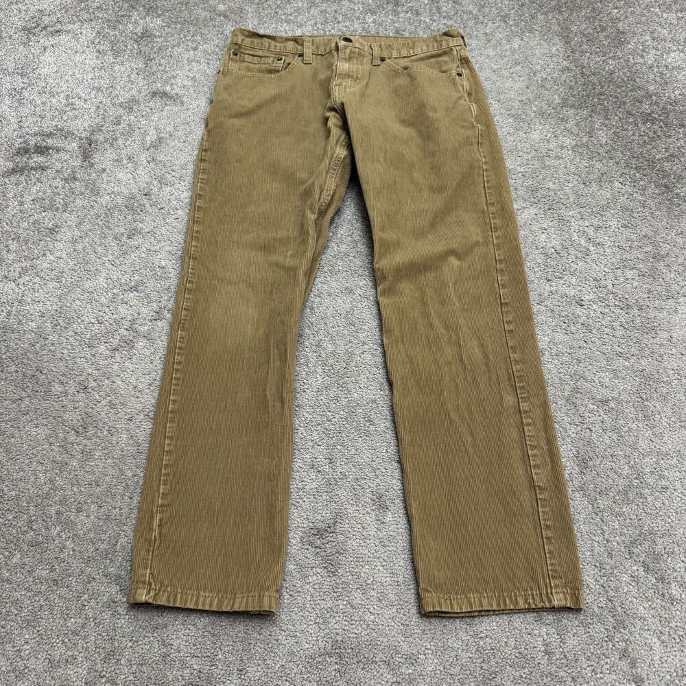 Levi's 502 Corduroy Straight Pants Mens 31 Brown Cord Tan Cotton Stretch Casual